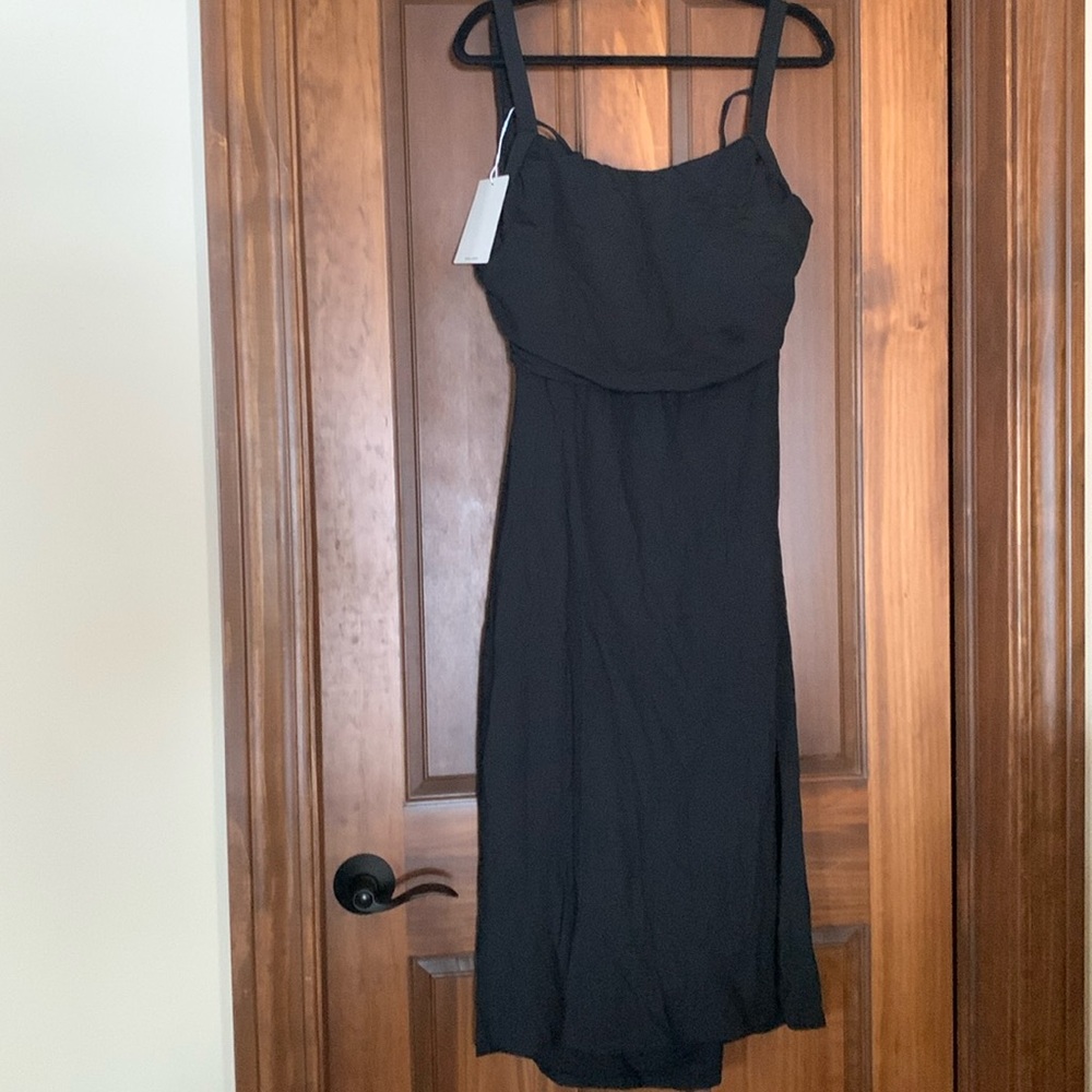 Backless Lace-Up Split Leg Bodycon Black Midi Dress